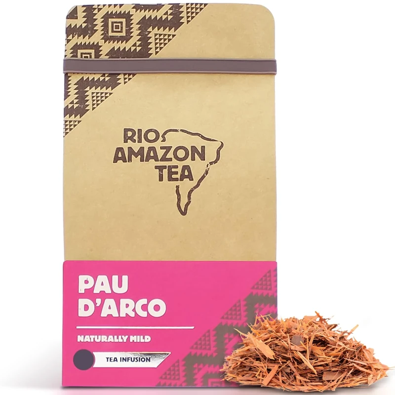Rio Amazon Pau D’Arco Herbal Tea – 40 Unbleached Tea Bags of 100% Natural Lapacho Bark – Caffeine-Free Detox Infusion for Immunity, Anti-Inflammatory Support & Wellness – Non-GMO, Additive-Free - Image 1