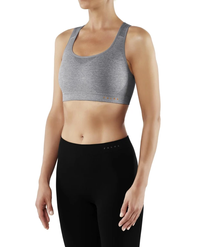 FALKE Women's Madison Low Support W Sb Functional Yarn For Low-Impact Activities 1 Piece Sports Bra, Grey Grey-Heather 3757, S