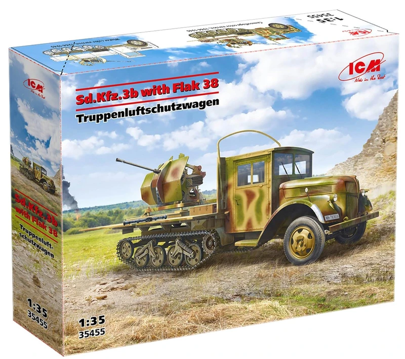 ICM 1:35 Sd.Kfz.3b with Flak 38 AA Gun Scale Model Kit