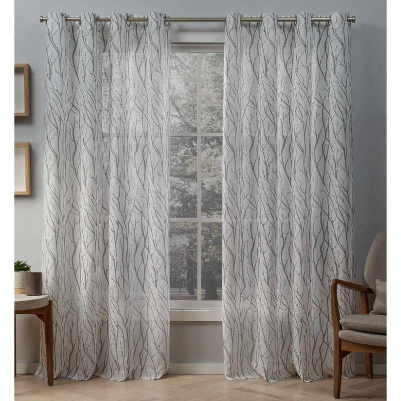 Exclusive Home Curtains Oakdale Sheer Grommet Top Panel Pair, Dove Grey, 54x84, 2 Piece - Image 1
