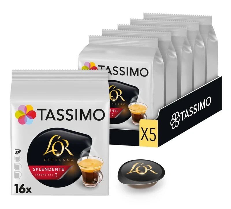 TASSIMO L'OR Espresso Splendente Coffee Capsules T-Discs Pods 5 Pack, 80 Drinks