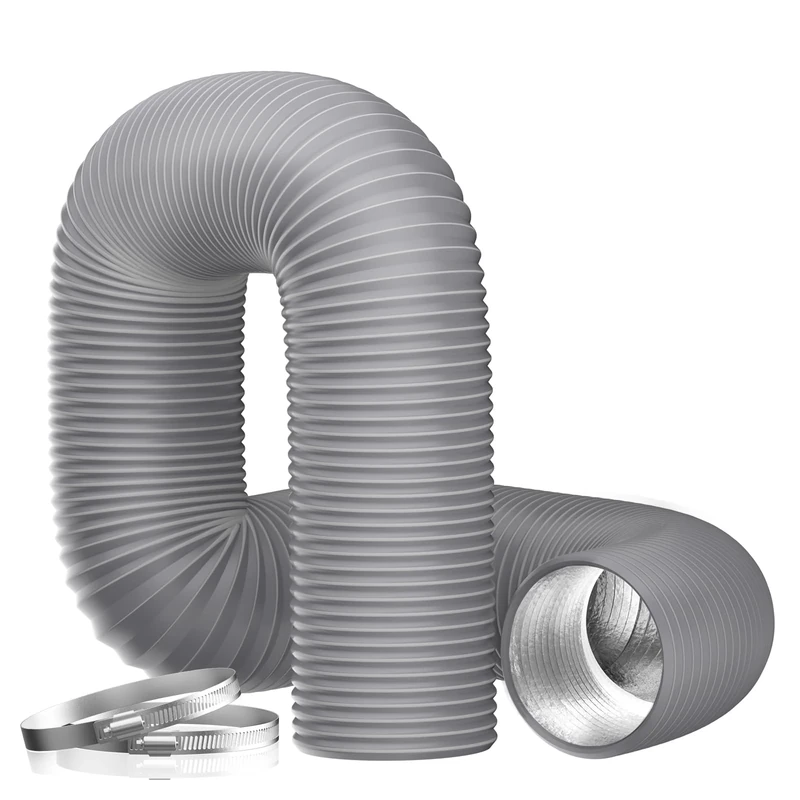 Hon&Guan Aluminium PVC Ventilation Air Ducting 200mm - Flexible Vent Hose Pipe for Extractor Fan, Hydroponics(ø200mm*10m,Gray)
