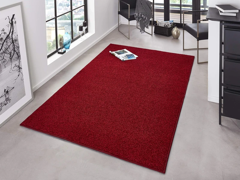 Hanse Home Pure Rug - Living Room Rug Dense Short Pile Robust Bedroom Rug Plain Modern for Dining Room, Living Room, Children's Room, Hallway, Bedroom, Kitchen - Red, 140 x 200 cm