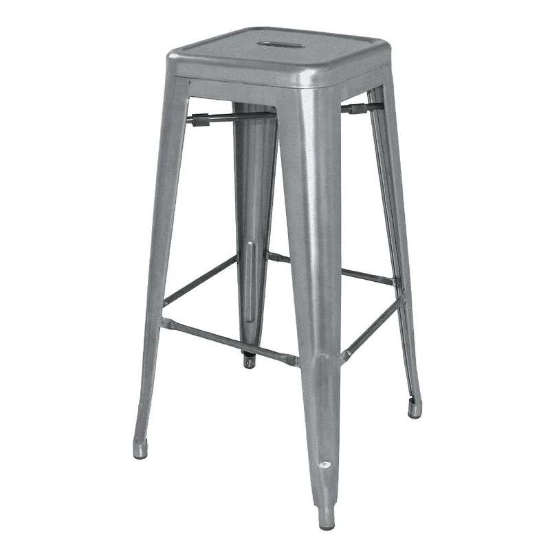 Bolero Steel Bistro High Stools Gun Metal Grey Pack of 4