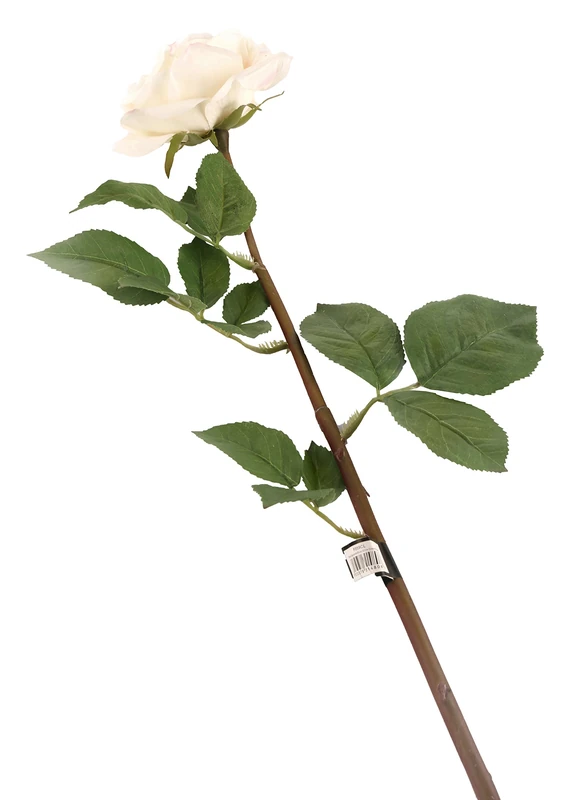 KONG Floral Elegance Artificial 92cm Single Stem Fully Open Ivory and Pink Tipped Rose Flowers x 12 - Image 1