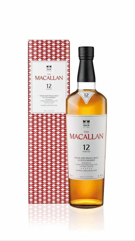 The Macallan 12 Years Old Double Cask | Scotch | Highland | Single Malt Whisky | Toffee, Orange Peel and Spice | European and American Oak Sherry Seasoned Casks 70 cl (Package may vary)