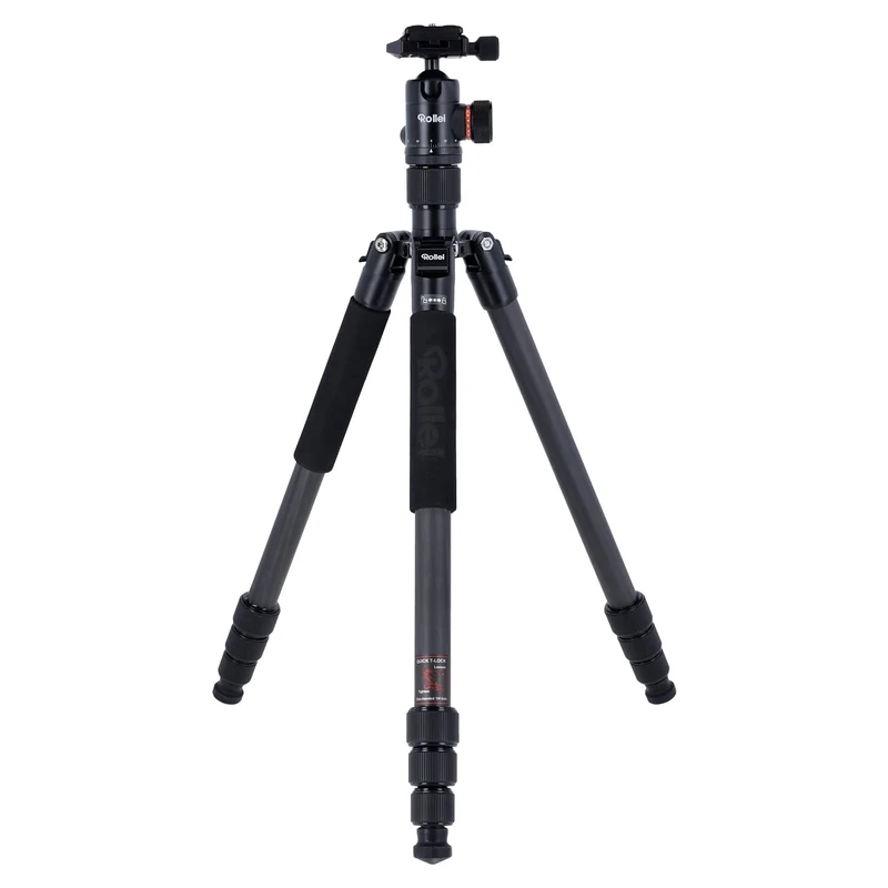 Rollei C6i Carbon Tripod - Arca Swiss compatible - Convertible to Monopod – incl. panorama ball head and redating central column for macro photography – Black
