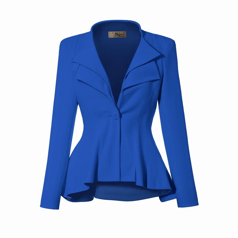 Hybrid & Company Women Double Notch Lapel Sharp Shoulder Pad Office Blazer