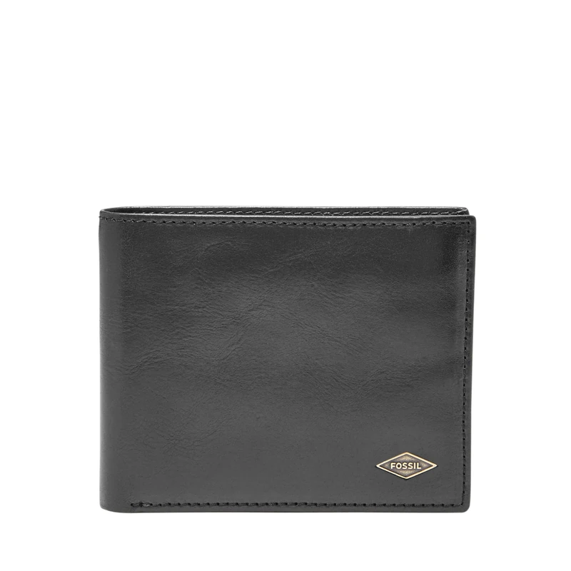 Fossil Men's Ryan RFID-Blocking Leather Bifold Wallet, Black Flip Id, One size