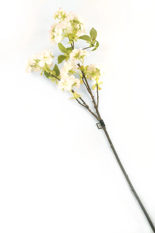 Floral Elegance Artificial 80cm Single Stem White and Pink Tipped Japanese Cherry Blossom Flowers x 12