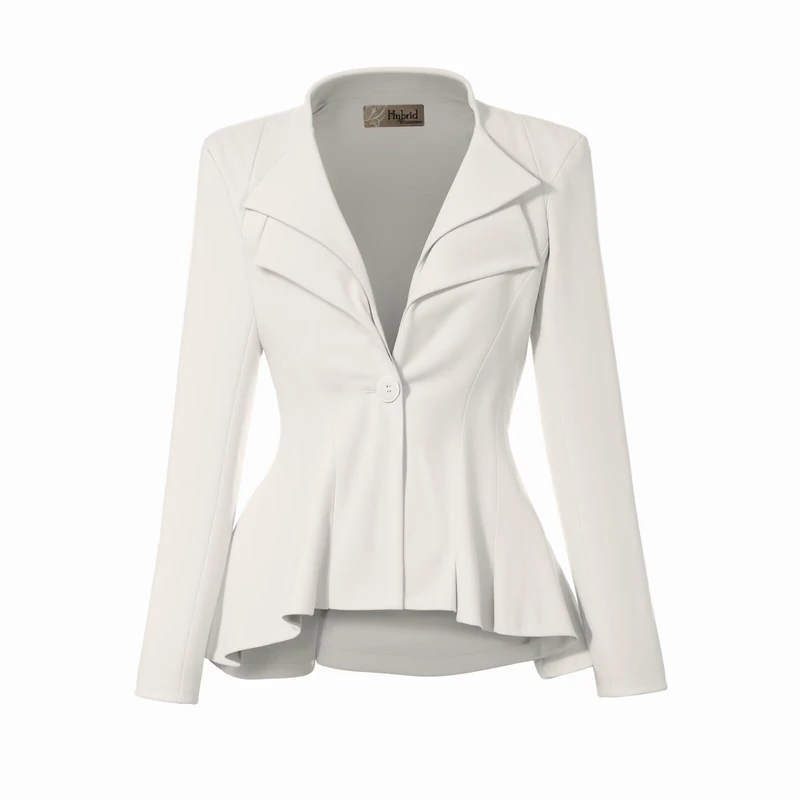 Hybrid & Company Women Double Notch Lapel Sharp Shoulder Pad Office Blazer