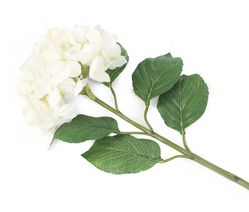 Floral Elegance Artificial 87cm Single Stem White Mophead Hydrangea Flowers x 12