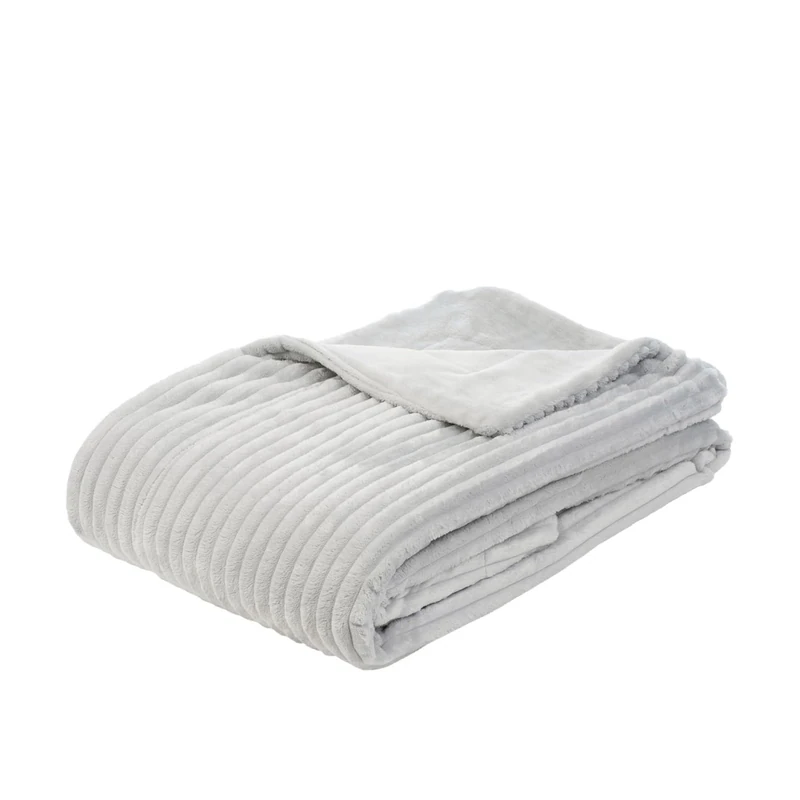 Gözze - Soft, Cuddly Throw/Blanket, Corduroy Look, 1620g/Stück, 150 x 200 cm - Silver
