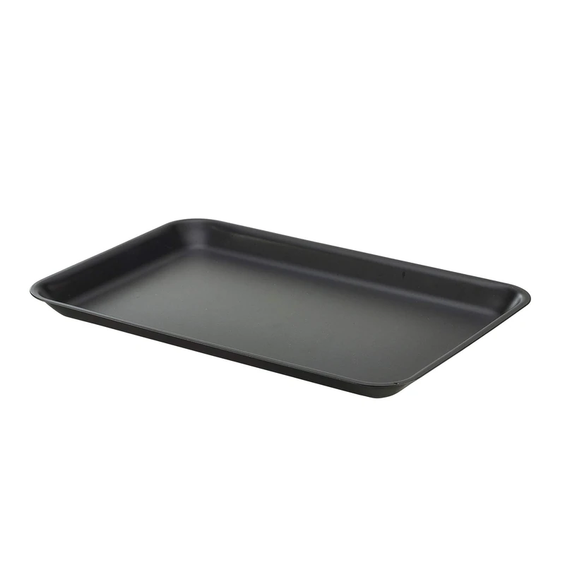 Genware Galvanised Steel Serving Tray Matte Black 31.5 x 21.5cm - Set of 12 - Food Service and Presentation Platter