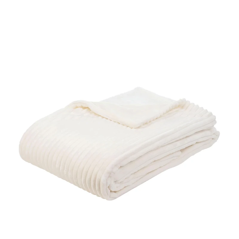 Gözze Blanket Corduroy Look, 150x200 cm, Wool White, 40067-00-150200