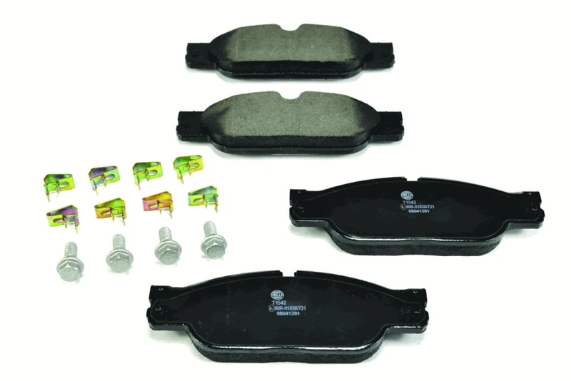 HELLA 8DB 355 012-251 Brake pad set - prepared for wear indicator - T1542 - for e.g. DAIMLER / JAGUAR - Image 1