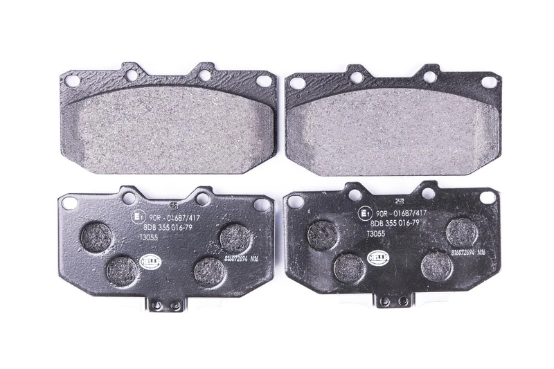 HELLA 8DB 355 016-791 Brake pad set - with acoustic wear warning - T3055 - for e.g. NISSAN / SUBARU