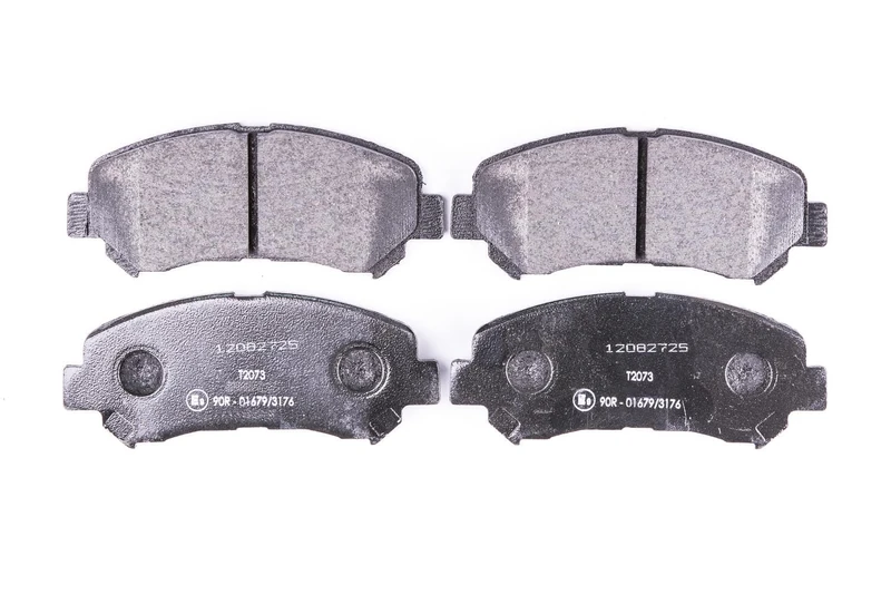 HELLA 8DB 355 015-911 Brake pad set - incl. wear warning contact - T2073 - for e.g. NISSAN / SUZUKI