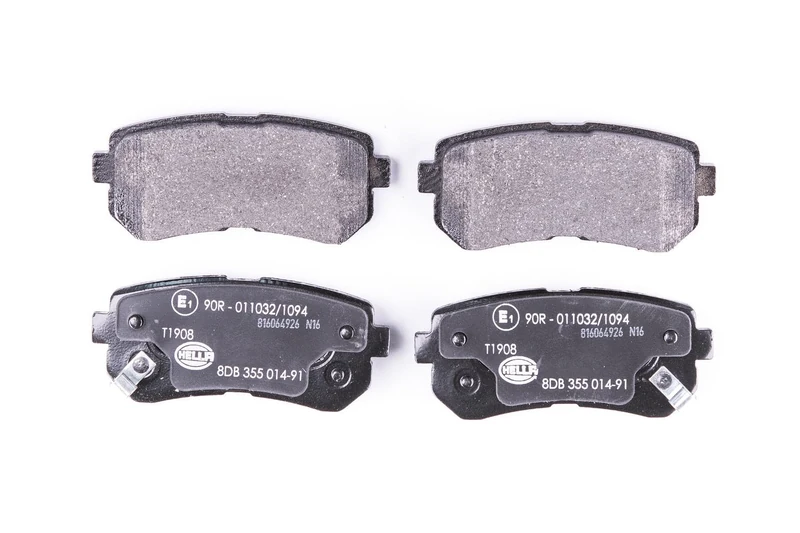 HELLA 8DB 355 014-911 Brake pad set - with acoustic wear warning - T1908 - for e.g. HYUNDAI - Image 1