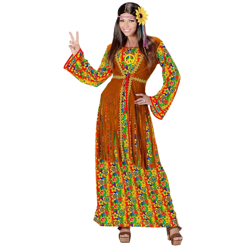Widmann Women's Costume Hippie ,Multi-Coloured, Small