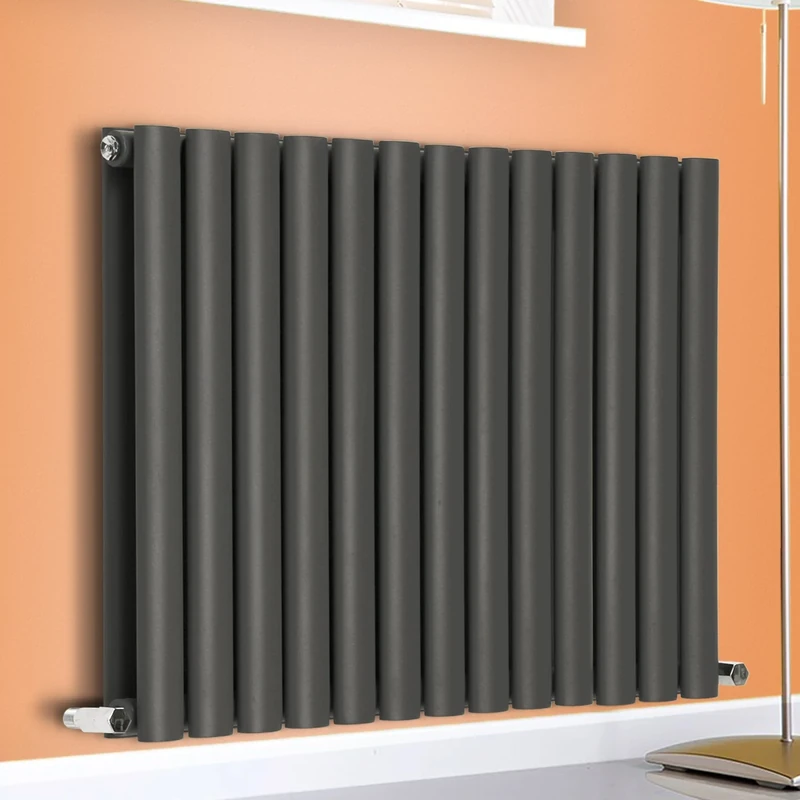 NRG Horizontal 600x767 Oval Column Radiator Bathroom Central Heating Double Panel Anthracite