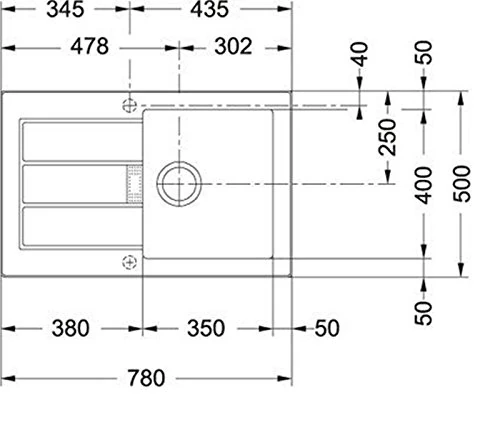 Kitchen Sink Made of Tectonite with A Single Bowl Sirius SID 611-78 - Onyx