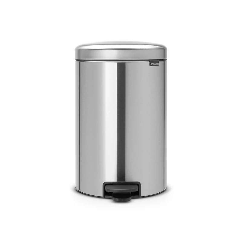 Brabantia NewIcon Pedal Bin 20L (Matt Steel FPP) Soft-Closure Rubbish Bin with Removable Inner Bucket + Free Bin Bags