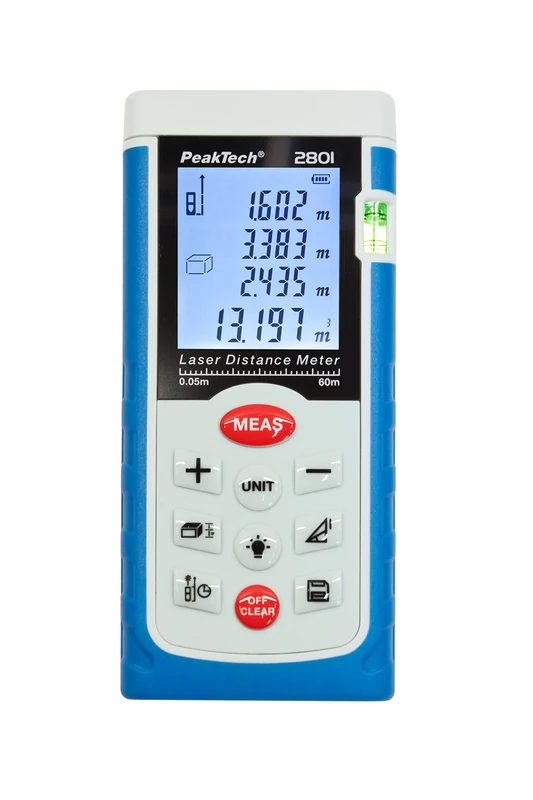 PeakTech Top Peak Tech Laser Distance Meter – 0,05 m – 60 – With Backlit LCD Display and Spirit Level – 1 x P 2801