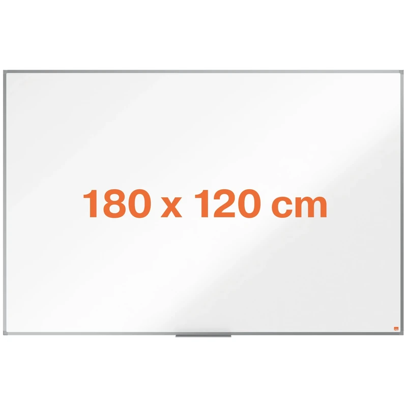 Nobo Steel Magnetic Whiteboard, 1800 x 1200mm, Aluminium Trim, Corner Wall Mounting, Includes Whiteboard Pen Tray, Essence Range, 180 x 120cm, White, 1905213