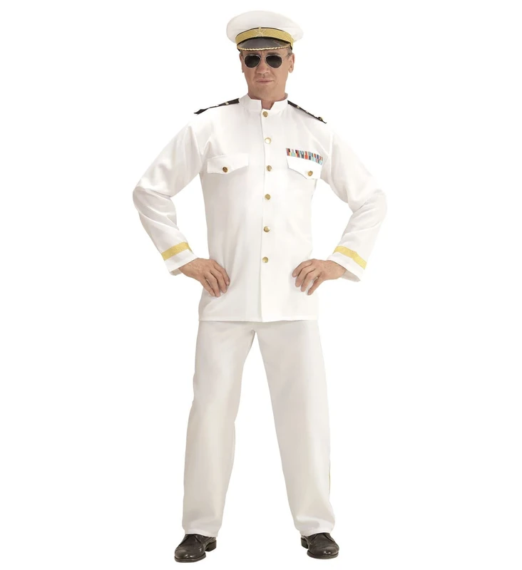 W WIDMANN MILANO Party Fashion - Navy Captain Costume for Men, Sailors, Marine World, Navigation, Cruise, Show, Carnival, Theme Parties, Size XL