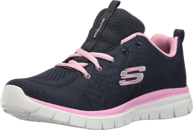 Skechers Women's Graceful Get Connected Sneaker, Navy Mesh Pink Trim, 6.5 UK