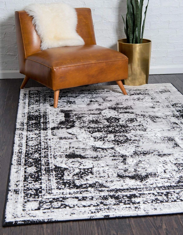Unique Loom Sofia Collection Area Rug-Traditional Vintage Rug, French Inspired Home Décor (5' 0 x 8' 0 Rectangular, Black/Gray) - Image 1