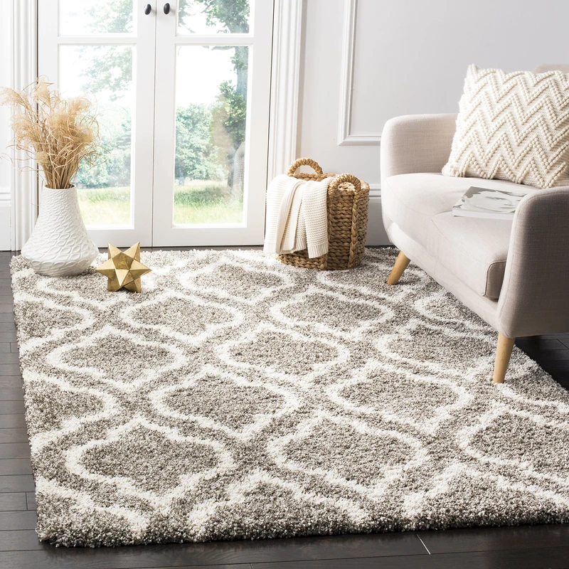 Safavieh Shaggy Indoor Woven Rectangle Area Rug, Hudson Shag Collection, SGH284, in Grey / Ivory, 91 X 152 cm for Living Room, Bedroom or Any Indoor Space