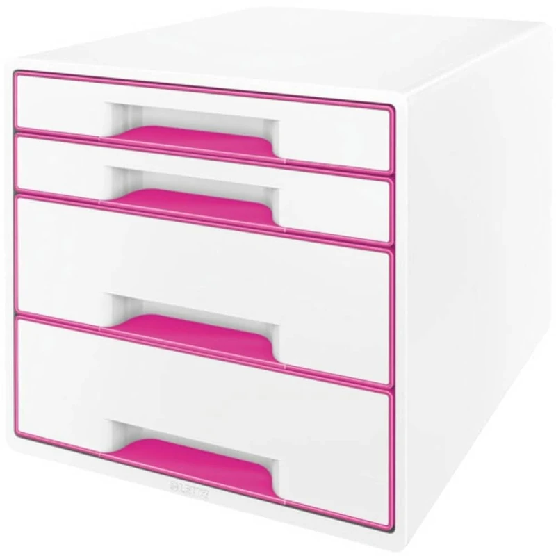 Leitz 52132023 "WOW" 4 Drawer Cabinet - Pink Metallic