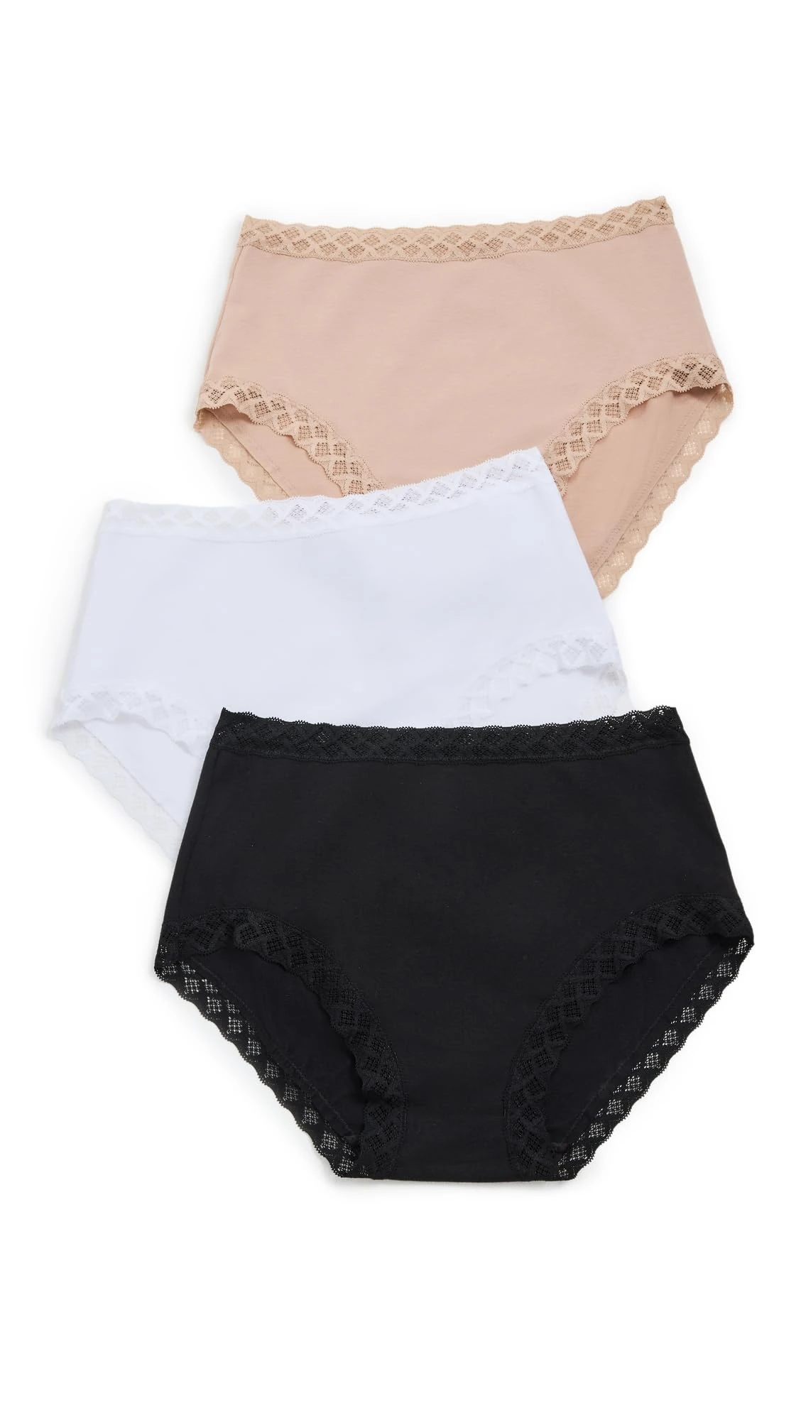 Natori Women's Bliss Full Brief 3-Pack, Black/Café/White, M