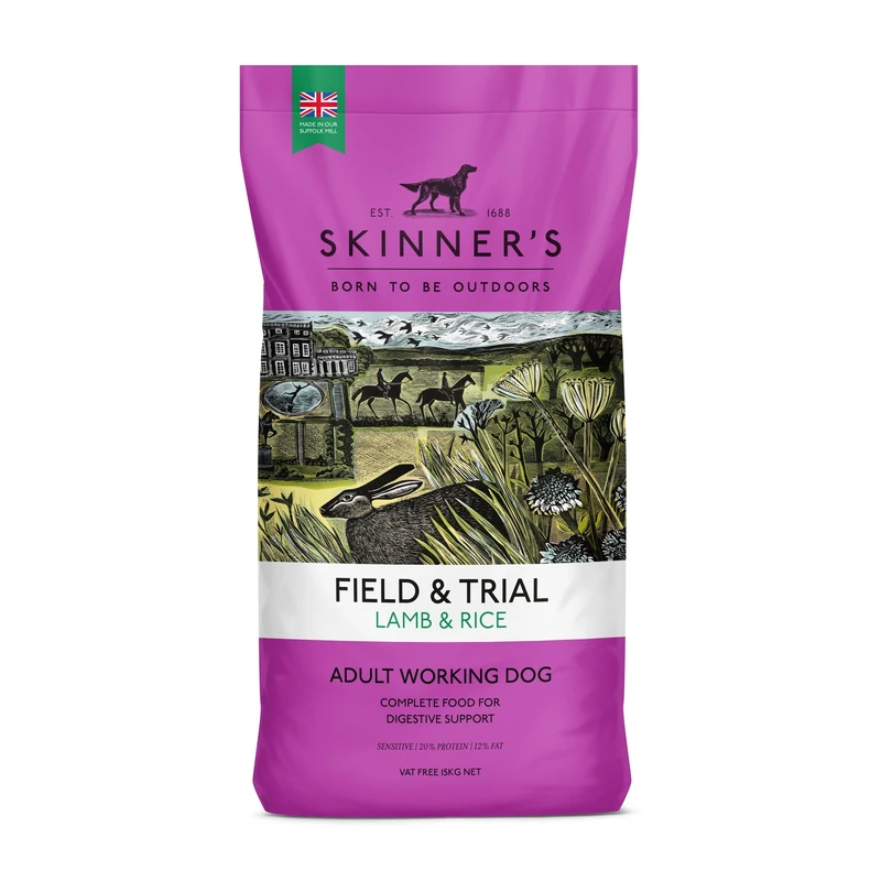 Skinner’s Field & Trial Lamb & Rice – Complete Dry Adult Dog Food, For Active and Energetic Dogs, Sensitive, 15kg