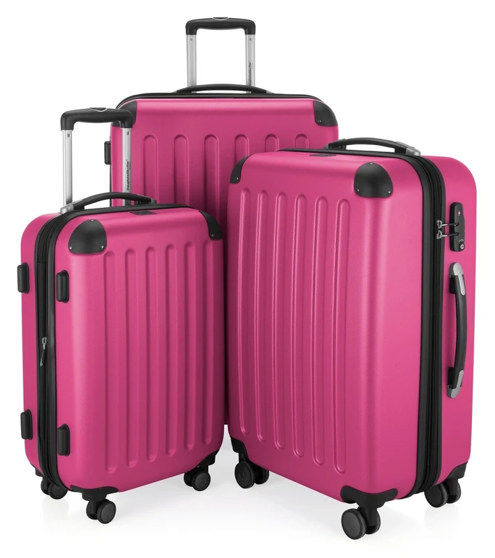 HAUPTSTADTKOFFER - Spree - Set of 3 Hard-Side Luggages Glossy Suitcase Hardside Spinner Trolley Expandable (20“, 24“ & 28“) TSA, Magenta