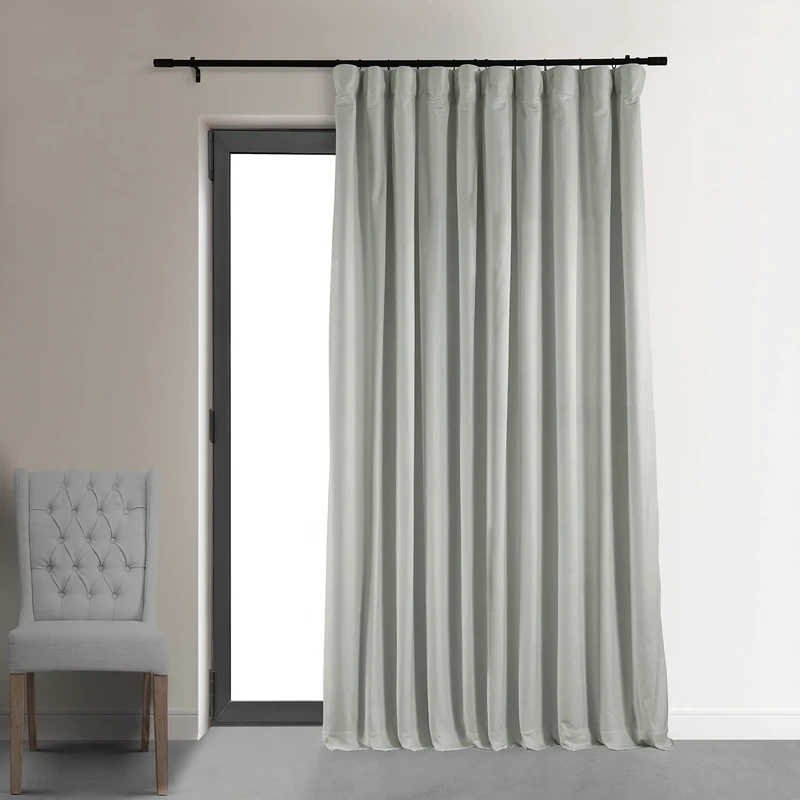 HPD Half Price Drapes Signature Velvet Thermal Blackout Curtains for Living Room 108 Inch Long 1 Panel Rod Pocket Insulated Blackout Curtains for Bedroom Window Curtains, 100W x 108L, Reflection Grey