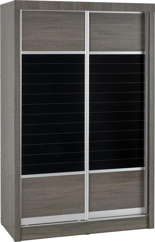 Seconique Lisbon Slider Wardrobe in Black Wood Grain