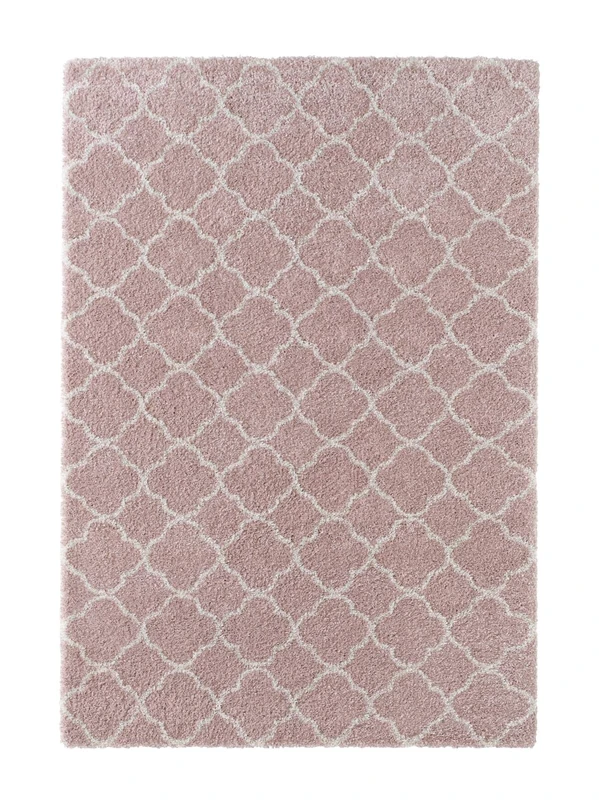 Mint Rugs Luna Deep-Pile Rug, Soft Fluffy Long Pile, Shaggy Flokati Geometric Pattern for Living Room, Kitchen, Hallway or Bedroom, Pink Cream, 120 x 170 cm, Polypropylene