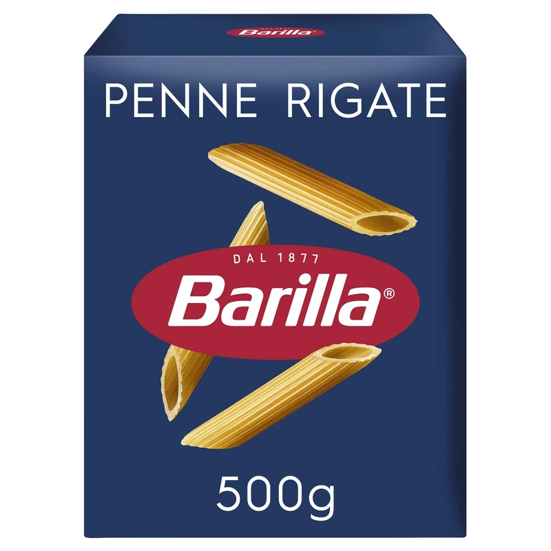 Barilla Penne Rigate – Authentic Italian Pasta Made with Durum Wheat – Classic Short Shape Pasta - For Pasta Bakes - Single Pack of 1 x 500g
