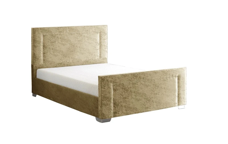 TULIP BED FRAME WITH MATTRESS Upholstery Bed Frame, Fabric, Champagne, King