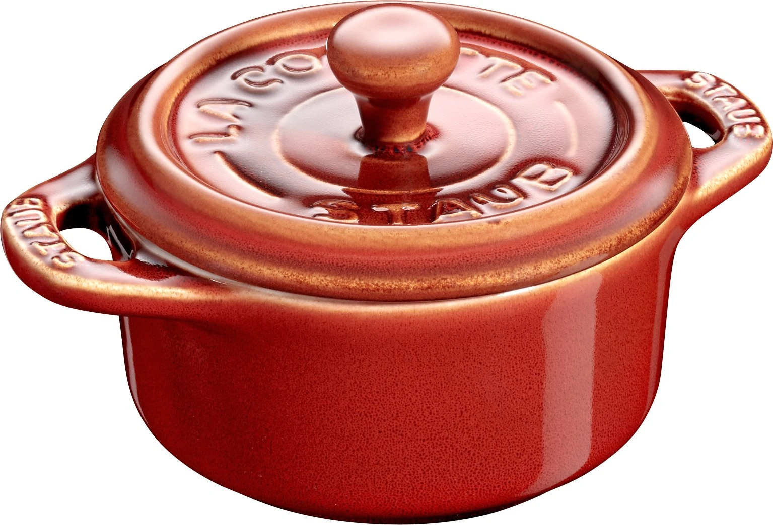 STAUB Ceramic Set of 6 Dessert Bowls Casserole Dishes Mini Cocotte Round Copper Red 10 cm