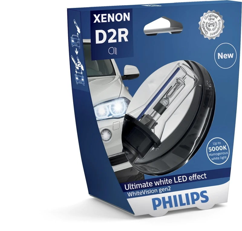 Philips 85126WHV2S1 WhiteVision gen2 Xenon headlight bulb D2R, single blister