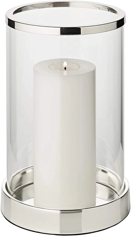 EDZARD Lantern Sanremo, silver plated, tarnish protected, height 10 in, diameter 6.5 in