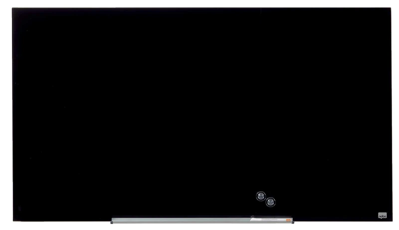 Nobo Glass Magnetic Whiteboard with Removable Pen Tray, 1260 x 710 mm, InvisaMount Mounting System, Impression Pro, Black, 1905181