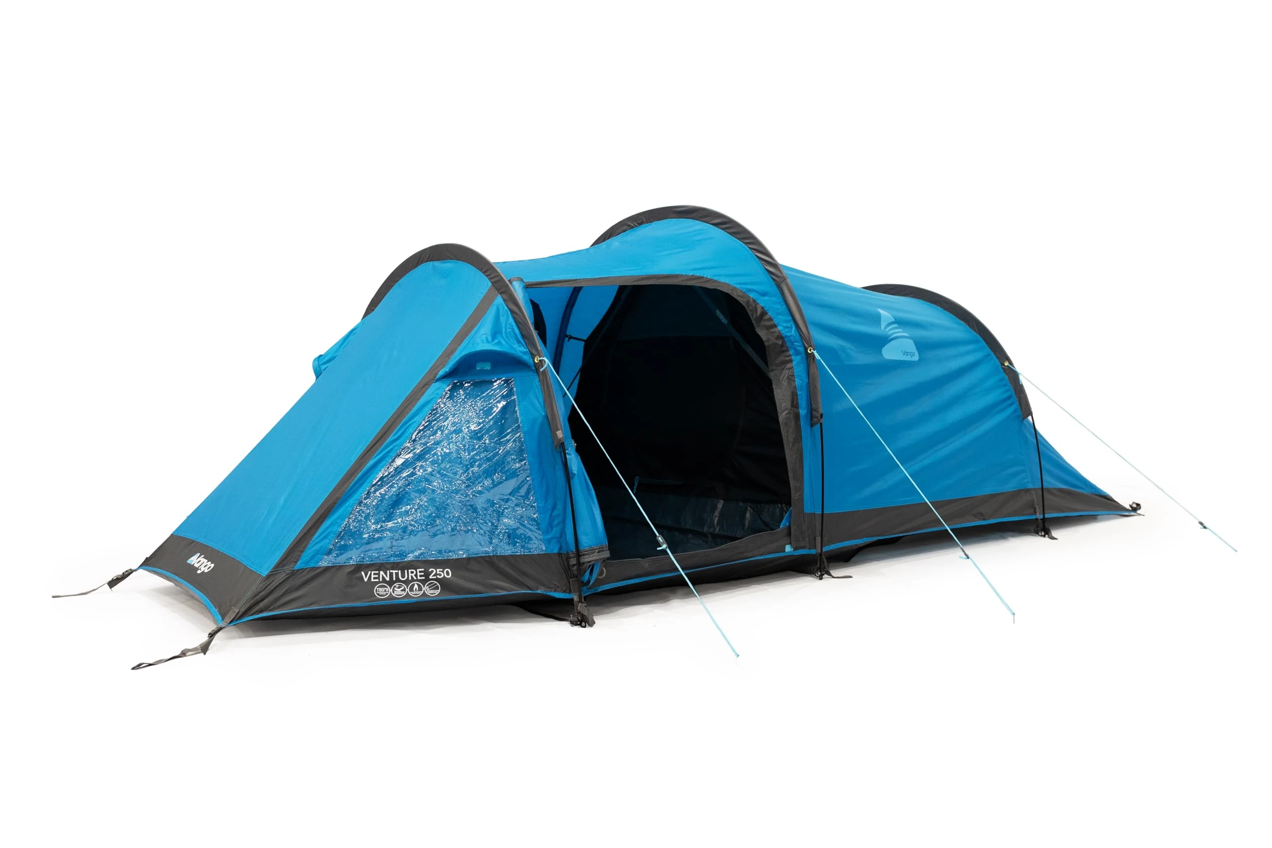 Vango Venture 250 Tunnel Tent [Amazon Exclusive] Separate Bedroom and Large Porch Living Area, River Blue