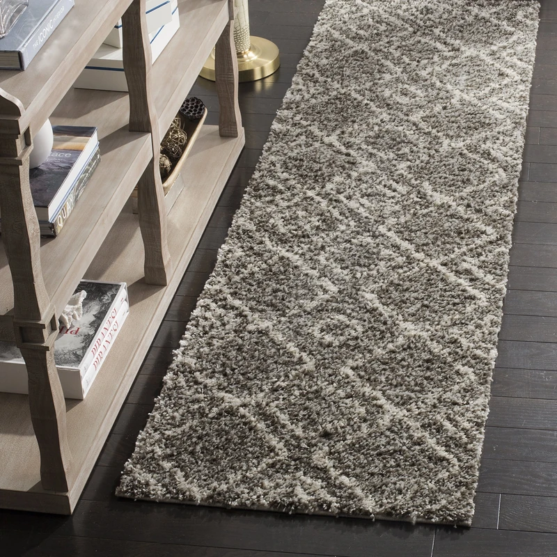Safavieh Shaggy Indoor Woven Runner Area Rug, Arizona Shag Collection, ASG744, in Brown/Ivory, 69 x 244 cm for Living Room, Bedroom or Any Indoor Space