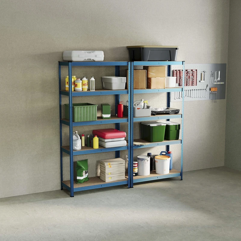 Home Vida 5 Tier Blue Heavy Duty Adjustable Steel Garage Shelving Unit (H) 1800mm (W) 900mm - 875kg Weight Capacity