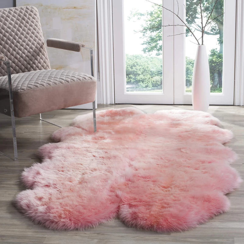 Safavieh Reese Rug, Sheepskin, Solid Pink, 109 x 180 x 3.81 cm